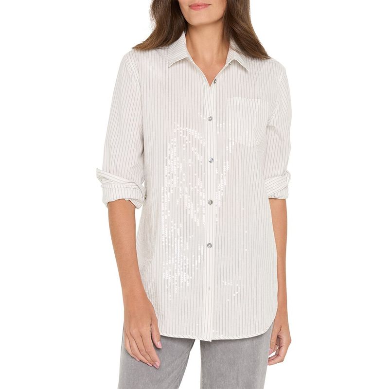 Nic+Zoe Womens Subtle Shine Stripe Shirt